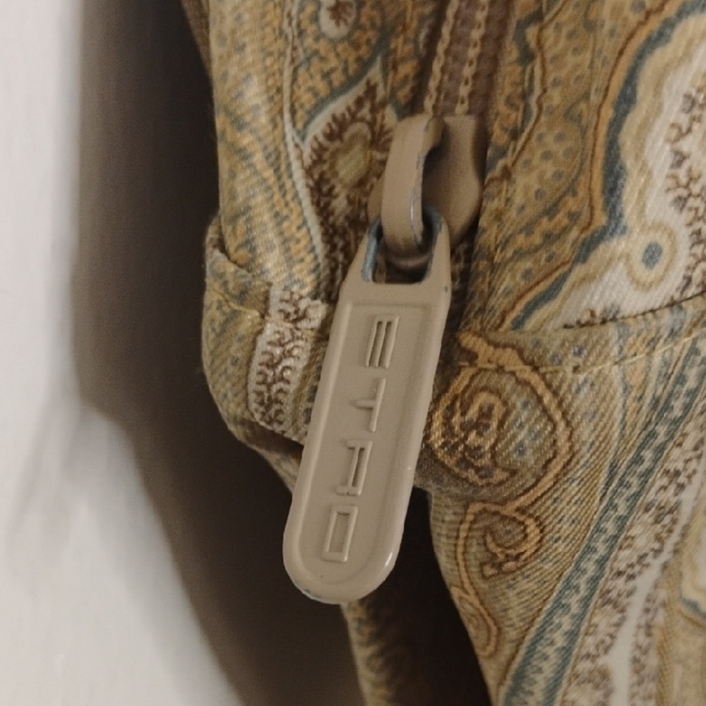 Authentic Etro Paisley Shoulder Bag Beige Gold Designer Boho Chic Handbag - Picture 6 of 8